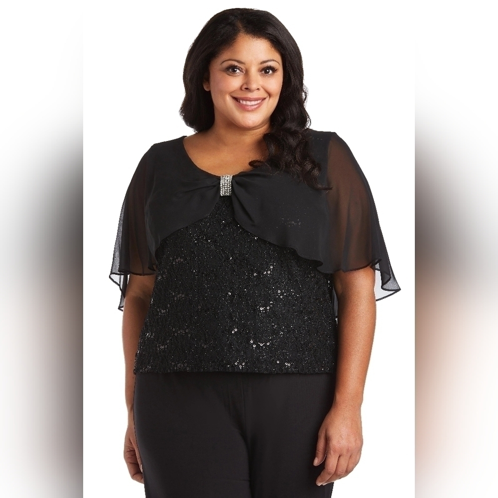 R&M Richards 5979W Plus Pinch Social Top NWT